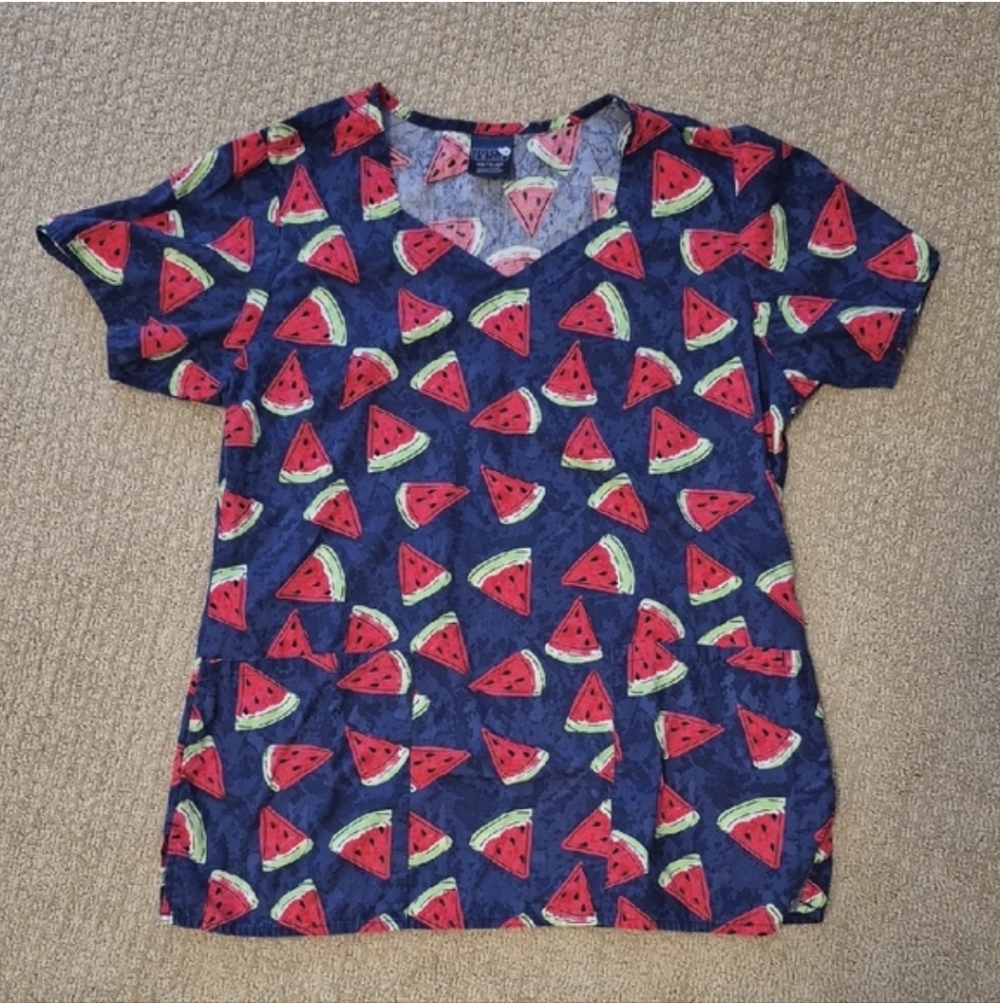 Zoe+Chloe Watermelon Print Scrub Top